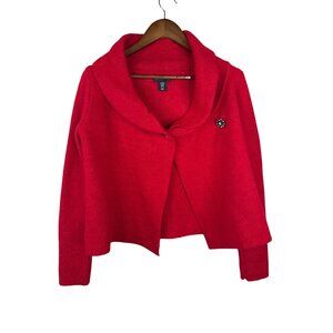 Adrienne Vittadini Red Cardigan Sweater XS‎ Wool BlendCozy Chic Button